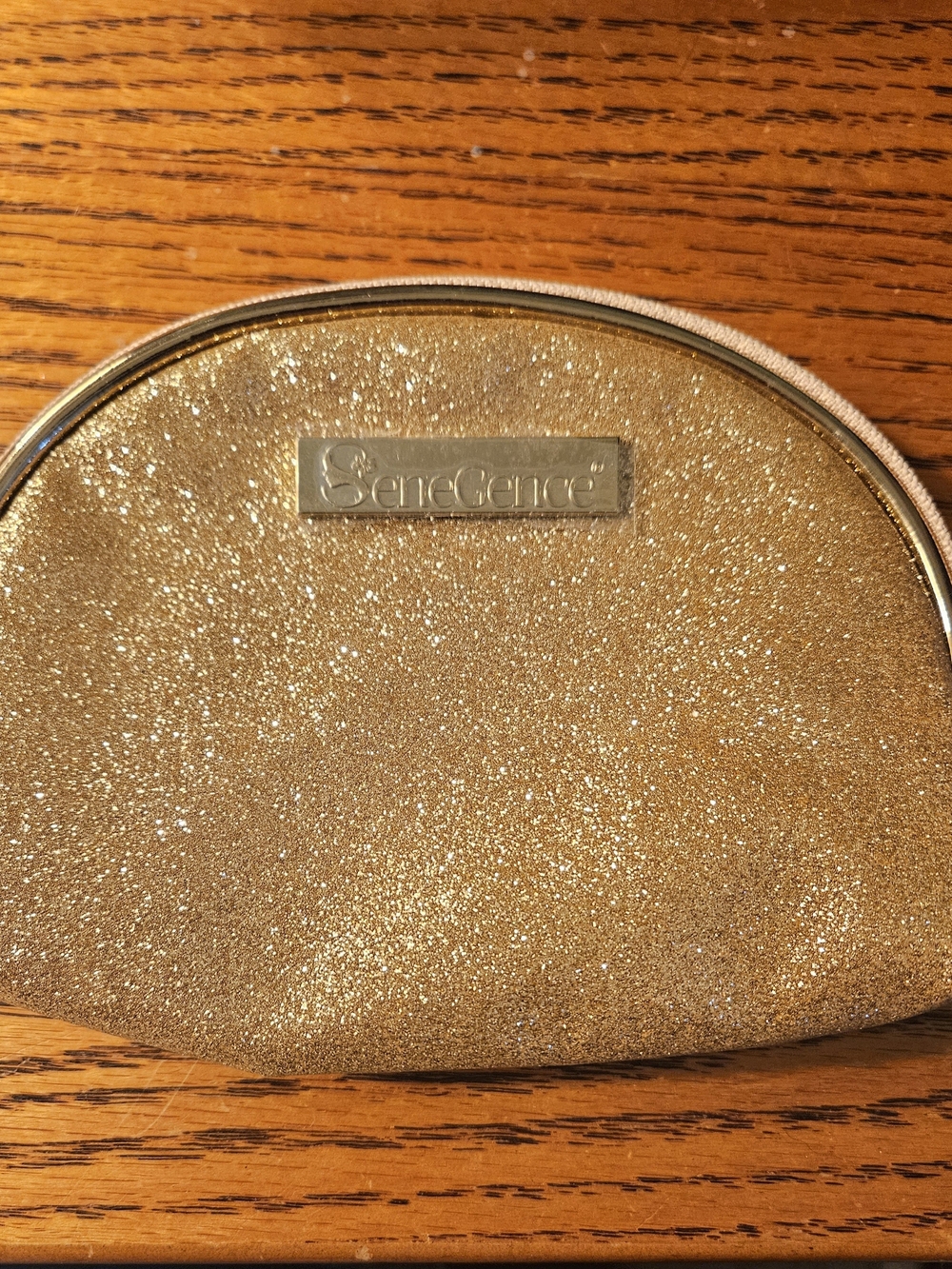 SeneGence Sparkling Gold Glitter Cosmetic Pouch